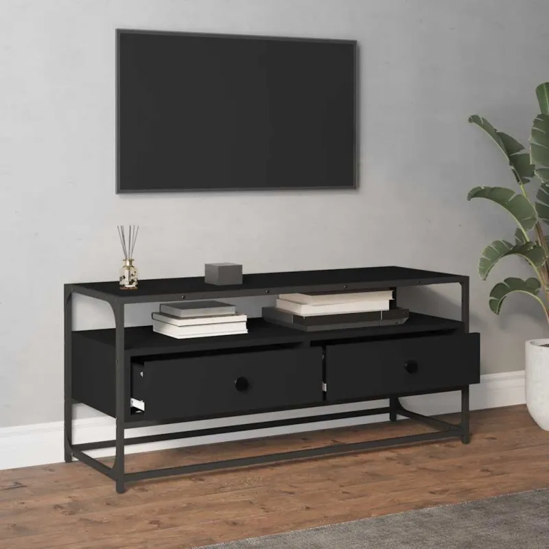 Televizoriaus spintelė, juoda, 100x35x45cm, apdirbta mediena