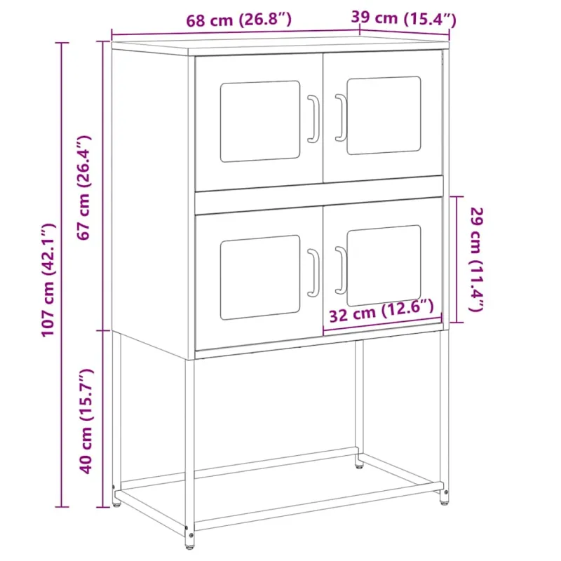 Highboard Pink 68x39x107 cm Plienas