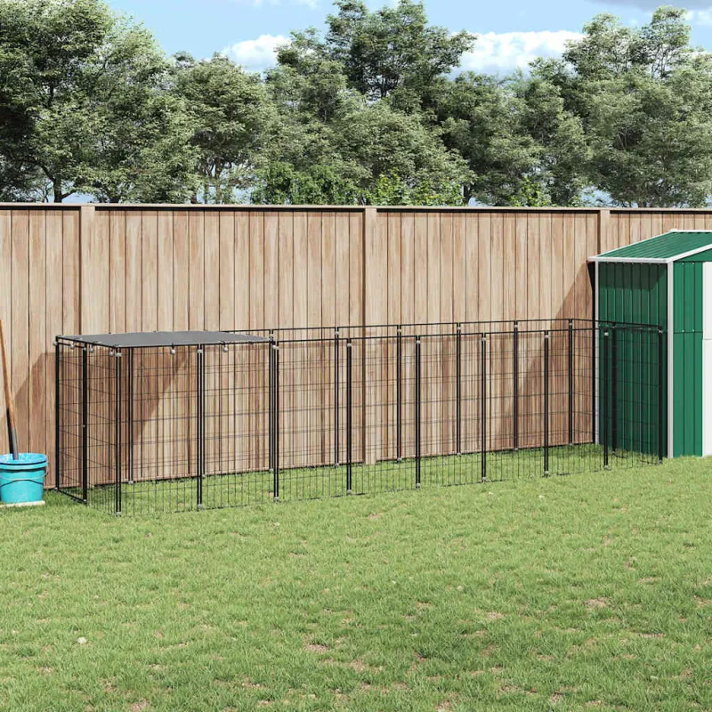 Voljeras šunims, juodos spalvos, 4,84 m², plienas