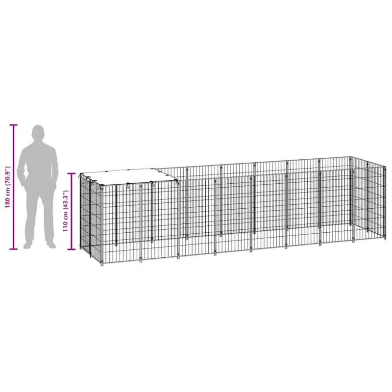 Voljeras šunims, juodos spalvos, 4,84 m², plienas