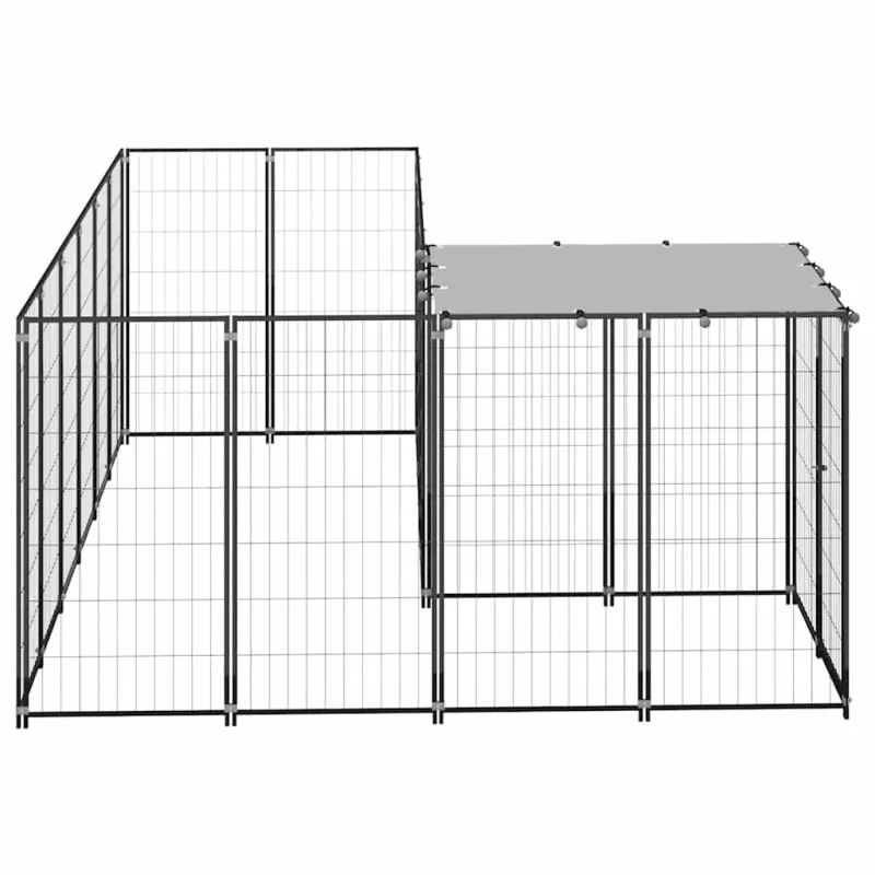 Voljeras šunims, juodos spalvos, 4,84 m², plienas
