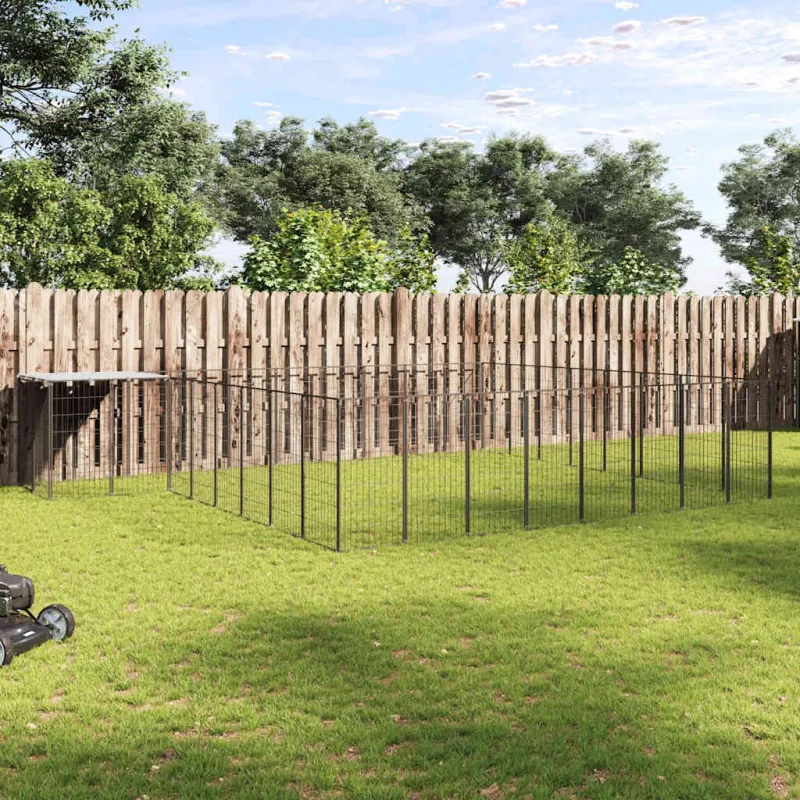 Voljeras šunims, juodos spalvos, 20,57 m², plienas