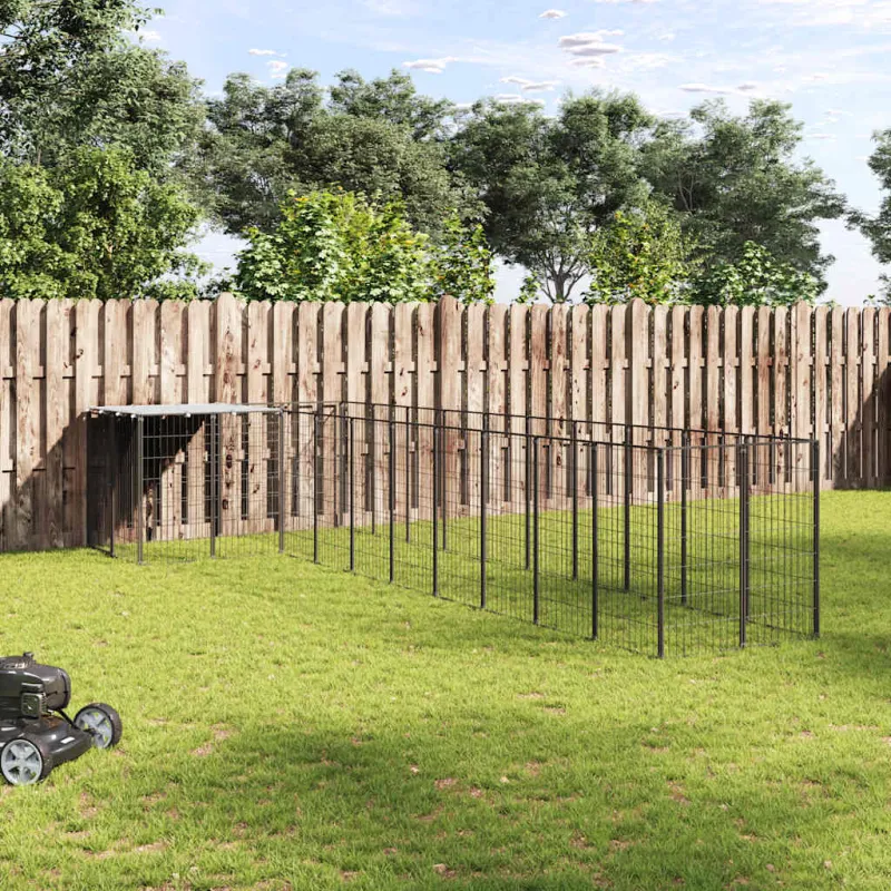 Voljeras šunims, juodos spalvos, 7,26m², plienas