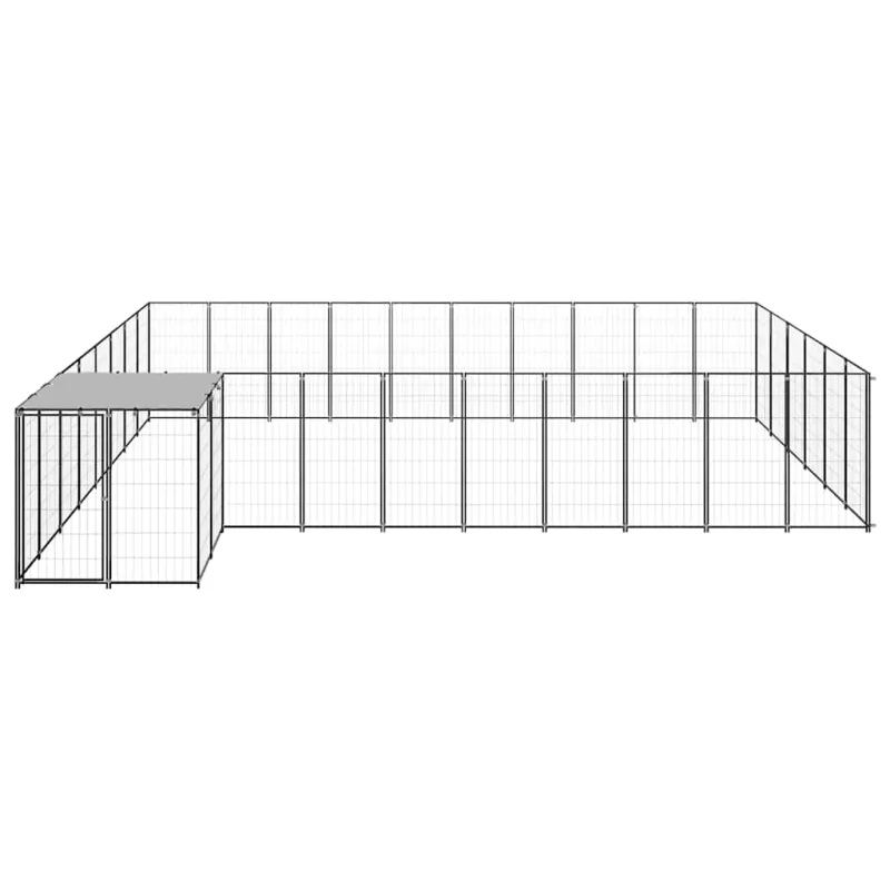 Voljeras šunims, juodos spalvos, 19,36 m², plienas