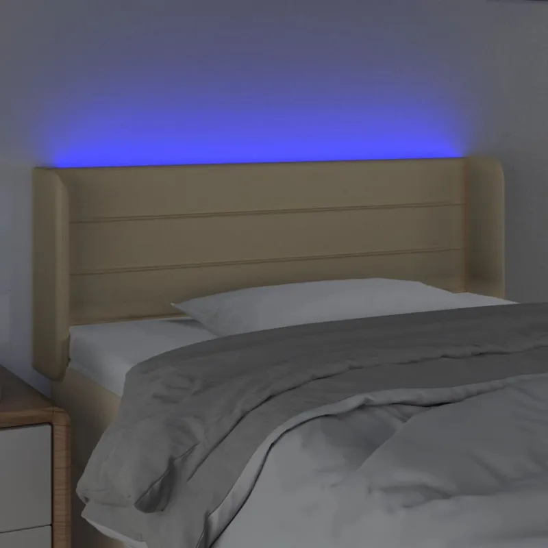 Galvūgalis su LED, kreminės spalvos, 83x16x78/88cm, audinys