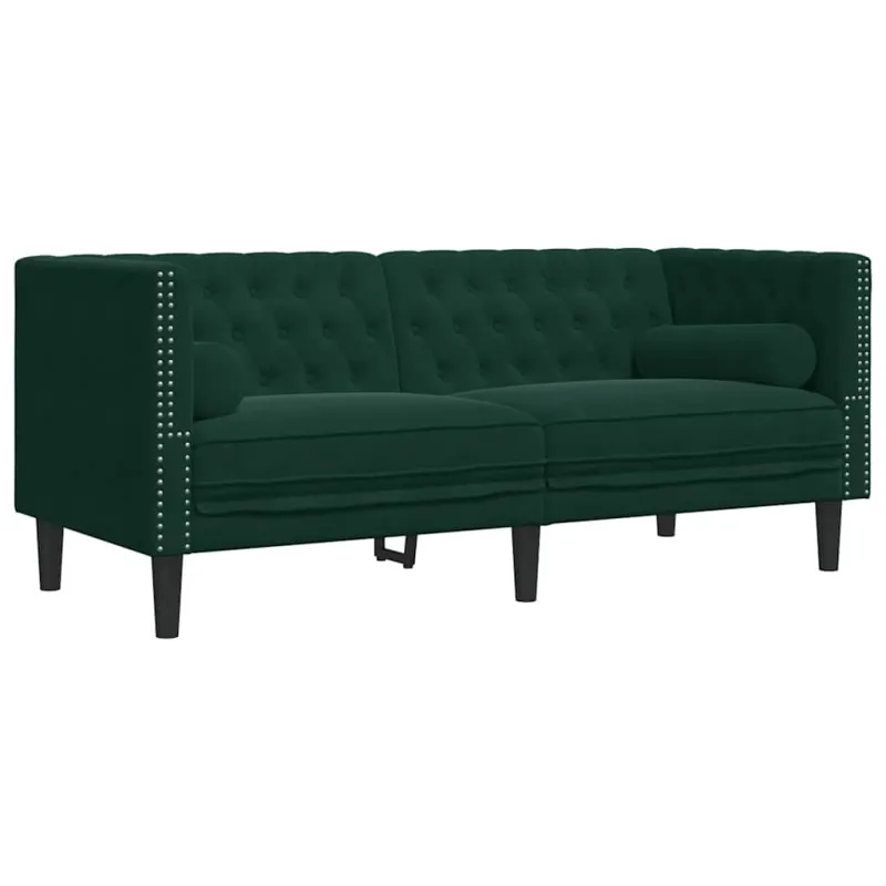 Chesterfield sofų komplektas su pagalvėlėmis, 3 dalių, žalia