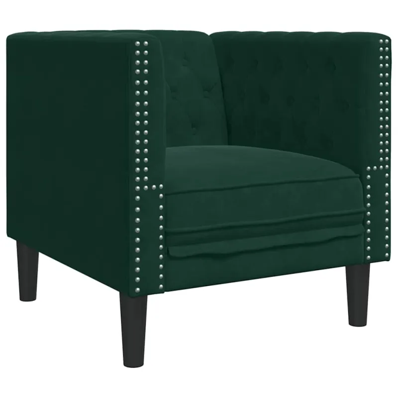 Chesterfield sofų komplektas su pagalvėlėmis, 3 dalių, žalia