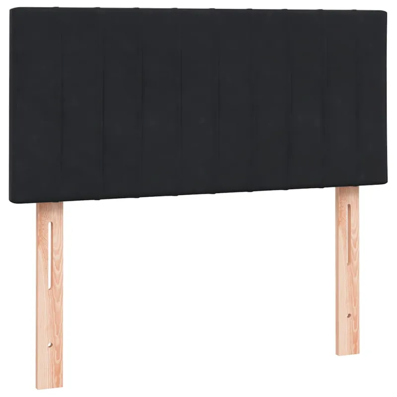 Lova su spyruoklėmis ir čiužiniu, juoda, 90x210 cm, aksomas