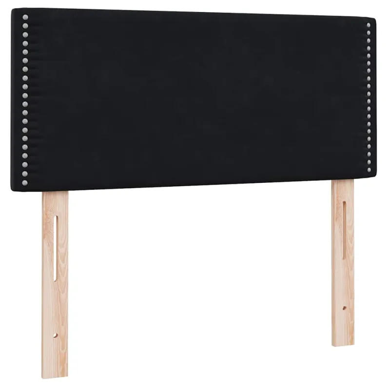 Lova su spyruoklėmis ir čiužiniu, juoda, 90x210 cm, aksomas