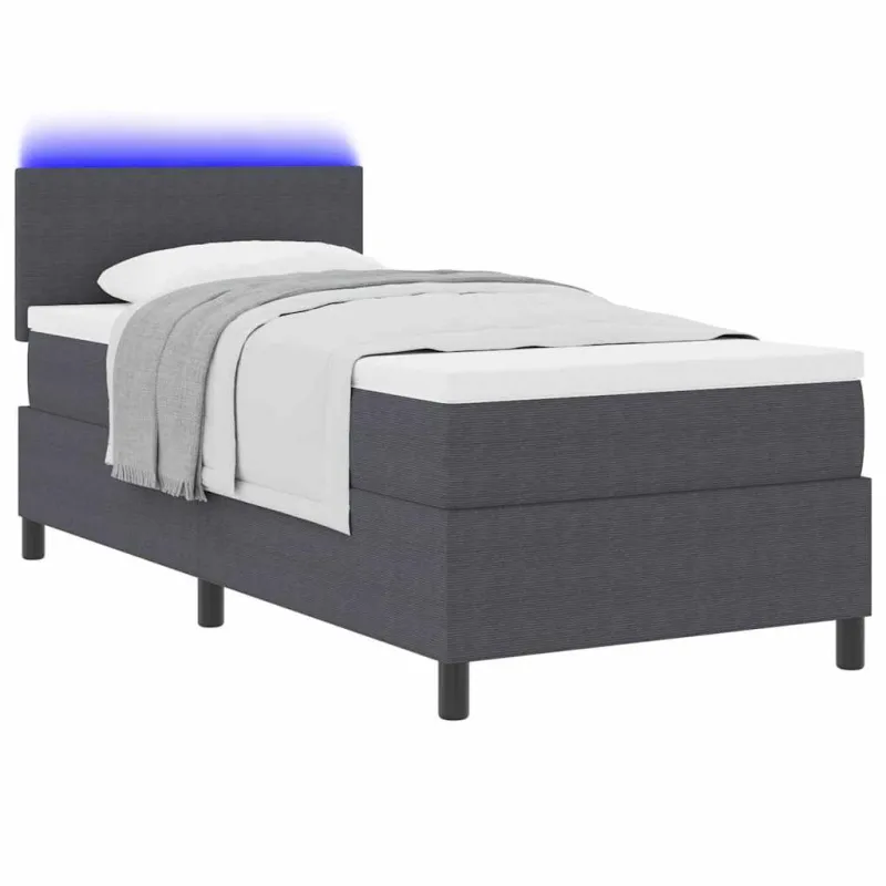 LED Čiužinio Lova Tamsiai pilka ir balta 90 x 200 cm