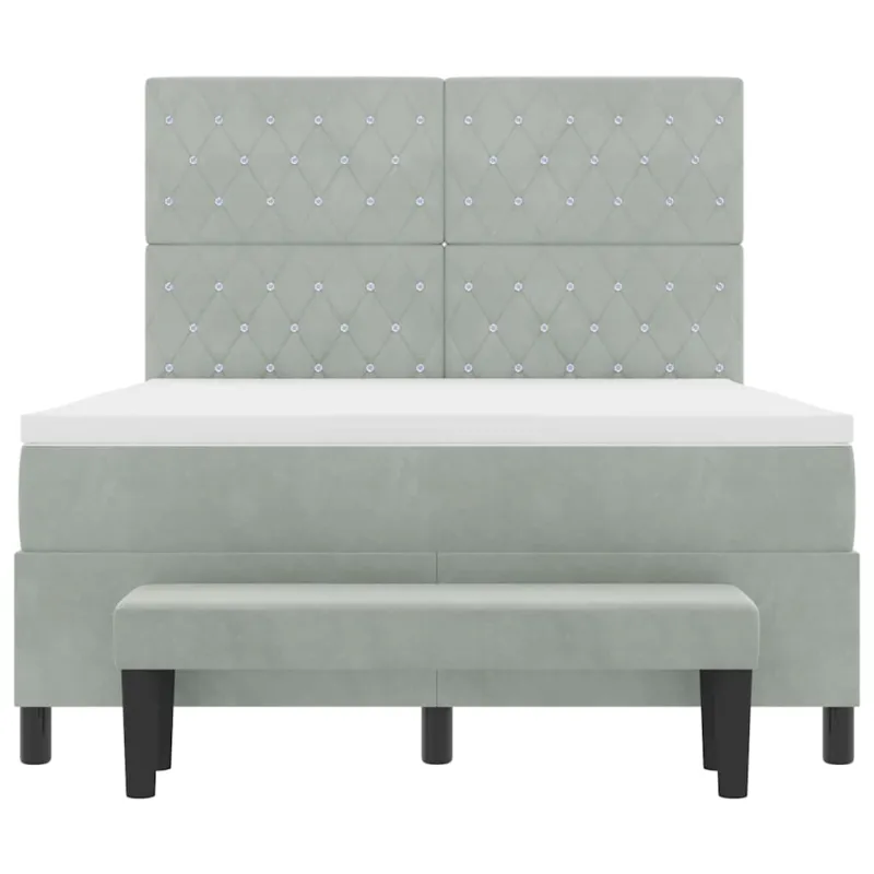 Kiemas lova su pagalve Šviesiai pilka 200 x 140 cm Aksomas