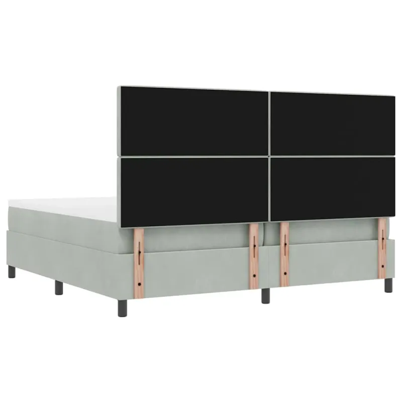 Kiemas lova su čiužiniu Šviesiai pilka 200 x 200 cm Aksomas