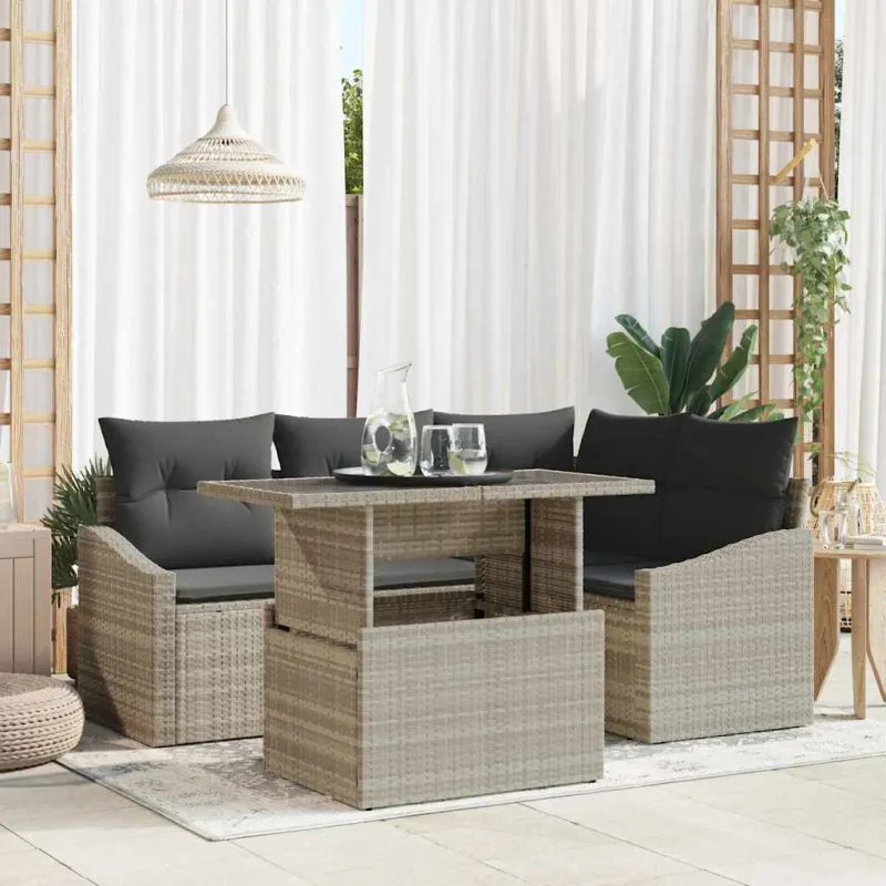 Sodo Sofų Rinkinys 5 pcs Šviesiai pilka ir tamsiai pilka