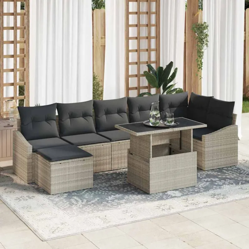 Sodo Sofų Rinkinys 8 pcs Šviesiai pilka ir tamsiai pilka