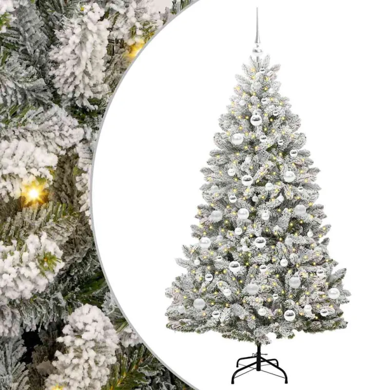 Dirbtinė Kalėdų eglutė Žalia ir balta 180 cm PVC ir metalas