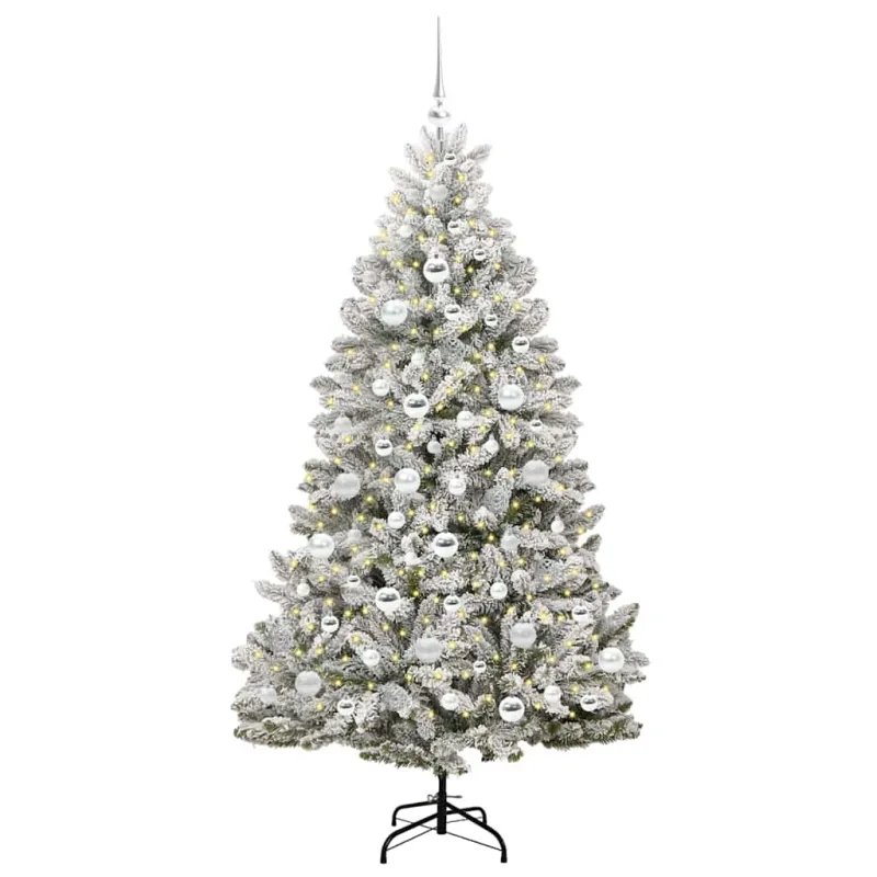 Dirbtinė Kalėdų eglutė Žalia ir balta 180 cm PVC ir metalas