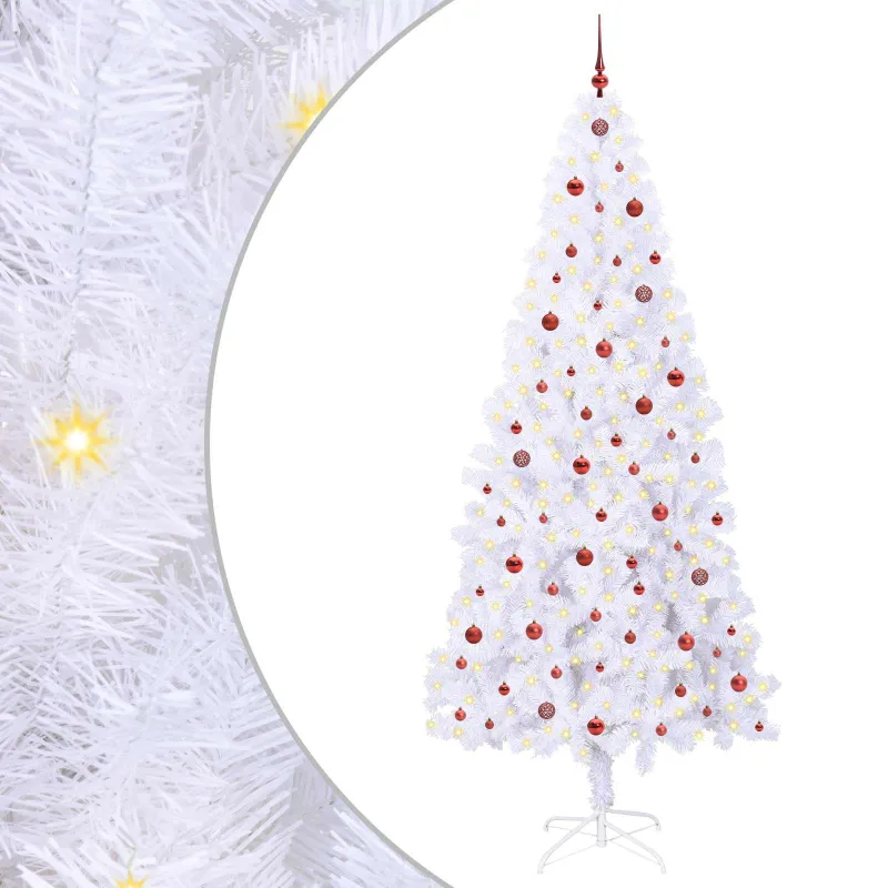 Dirbtinė Kalėdų eglutė su 300 LED Balta 240 cm PVC ir Plienas