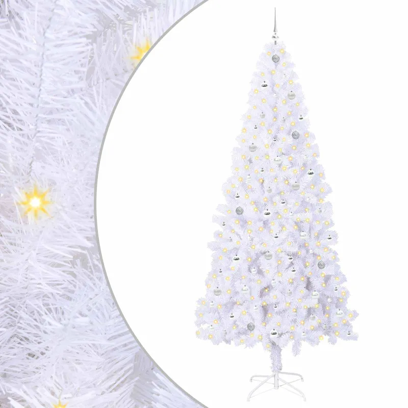Dirbtinė Kalėdų eglutė su 300 LED Balta 240 cm PVC ir Plienas