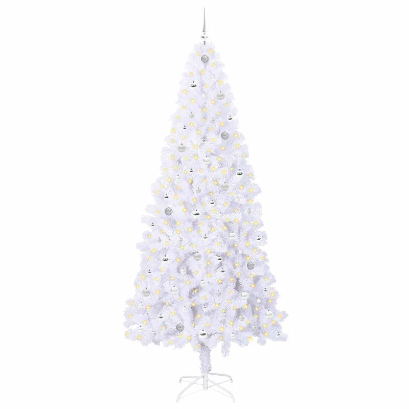 Dirbtinė Kalėdų eglutė su 300 LED Balta 240 cm PVC ir Plienas
