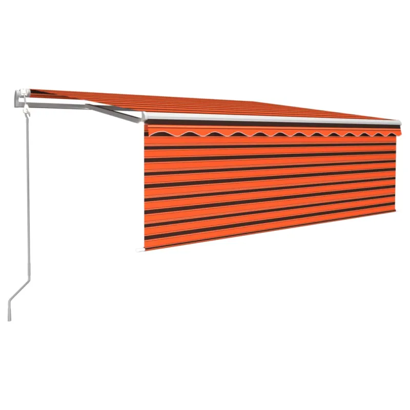 Markizė su uždanga/LED/vėjo jutikliu, oranžinė/ruda, 4,5x3m