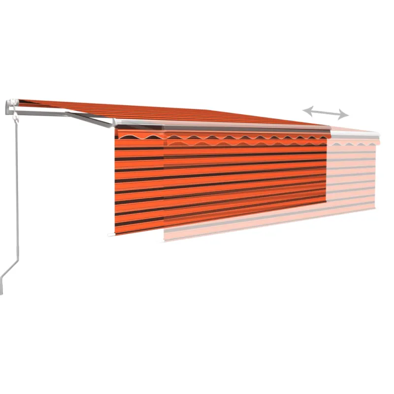 Markizė su uždanga/LED/vėjo jutikliu, oranžinė/ruda, 4,5x3m