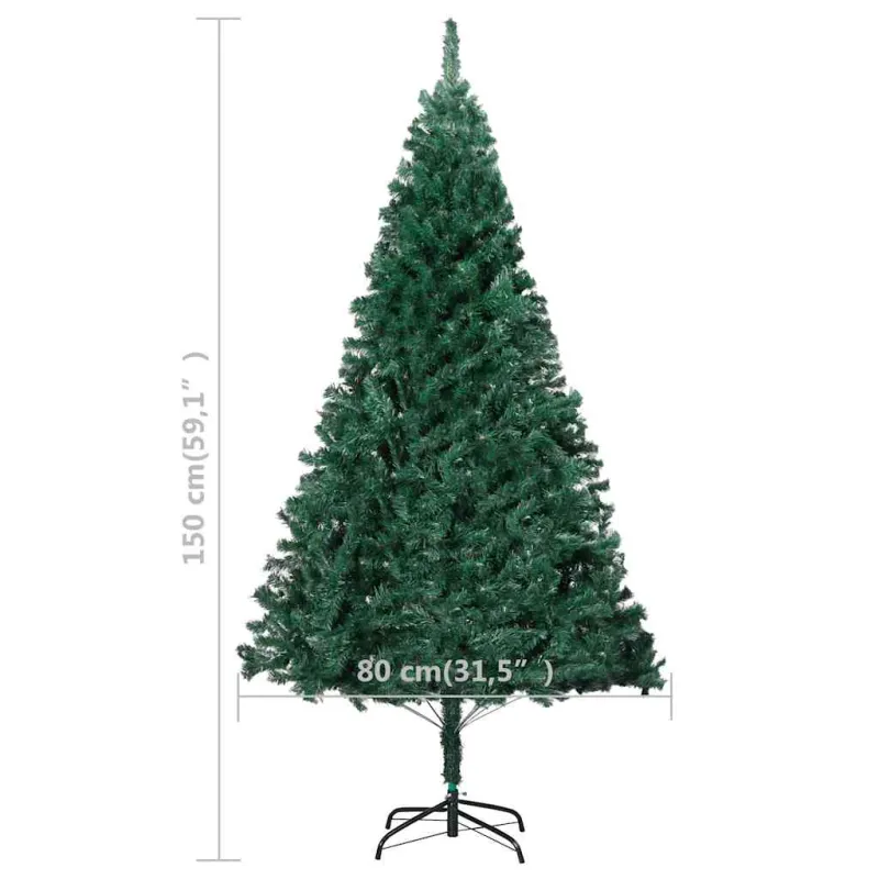 Dirbtinė Kalėdų eglutė su žaisliukais, žalia, 150cm, PVC
