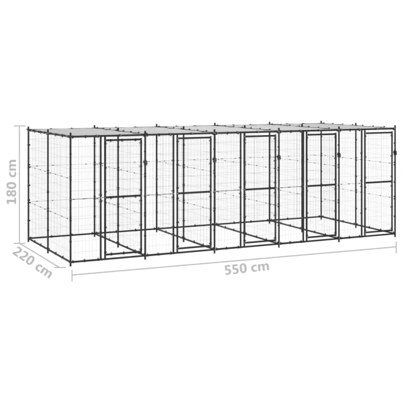 Lauko voljeras šunims su stogu, plienas, 12,1m²
