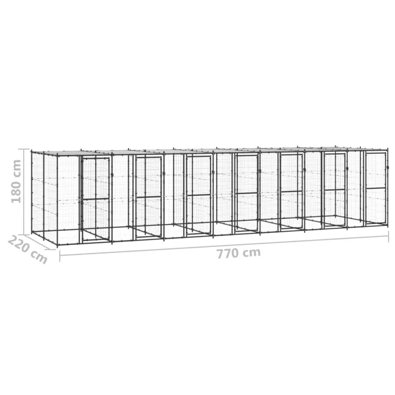 Lauko voljeras šunims su stogu, plienas, 16,94m²