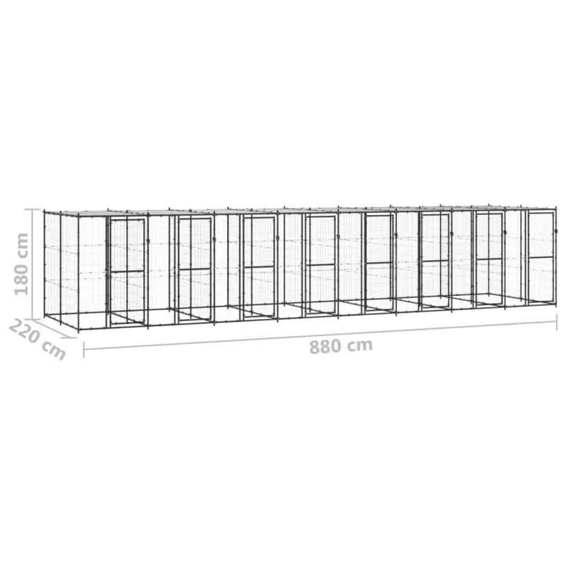 Lauko voljeras šunims su stogu, plienas, 19,36m²