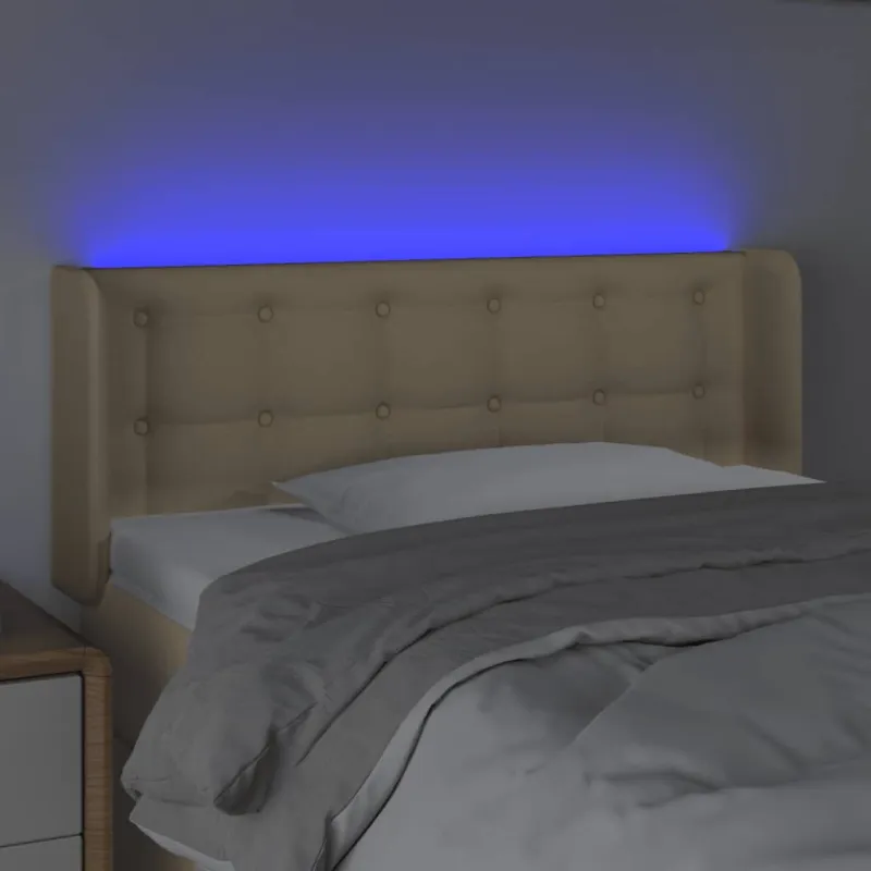 Galvūgalis su LED, kreminės spalvos, 103x16x78/88cm, audinys