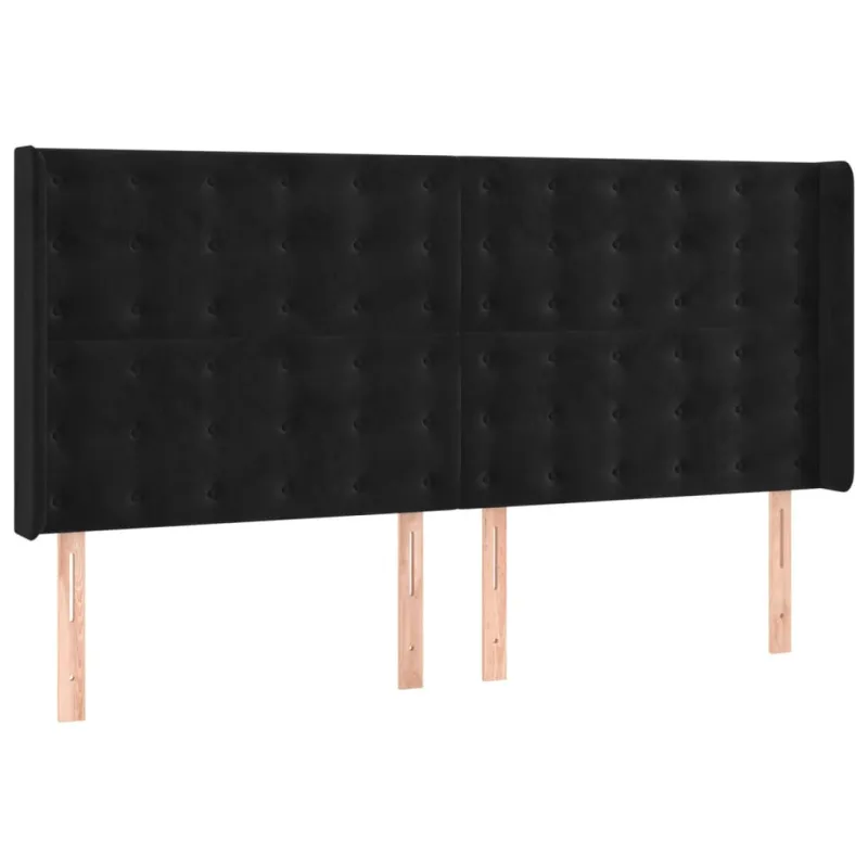 Lova su spyruoklėmis/čiužiniu/LED, juoda, 200x200cm, aksomas