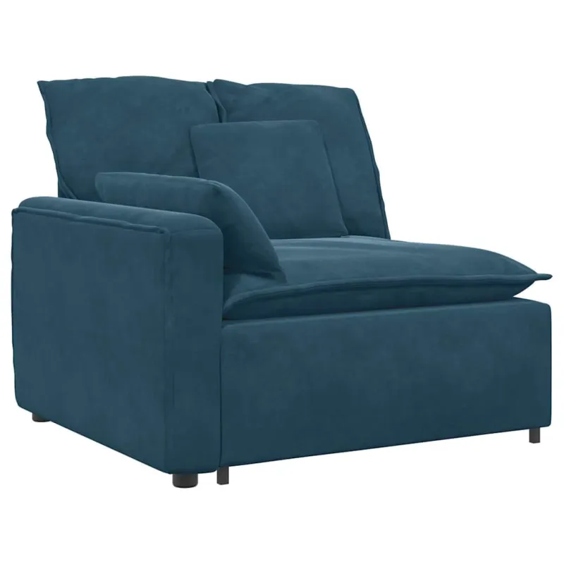 Modulinė sofa su pagalvėlėmis, aksominė, mėlyna