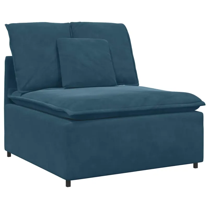 Modulinė sofa su pagalvėlėmis, aksominė, mėlyna