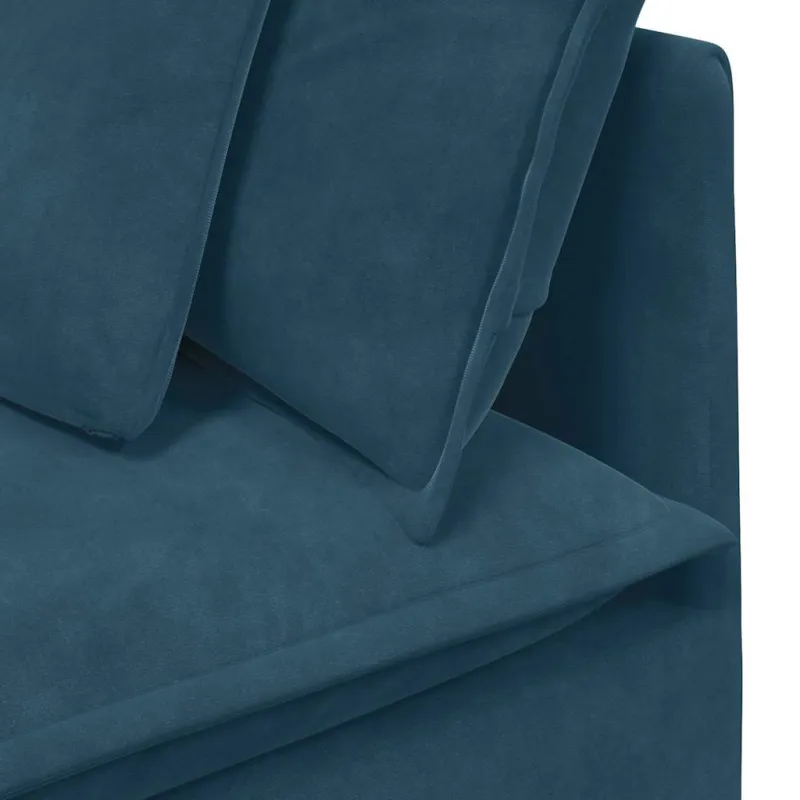 Modulinė sofa su pagalvėlėmis, aksominė, mėlyna