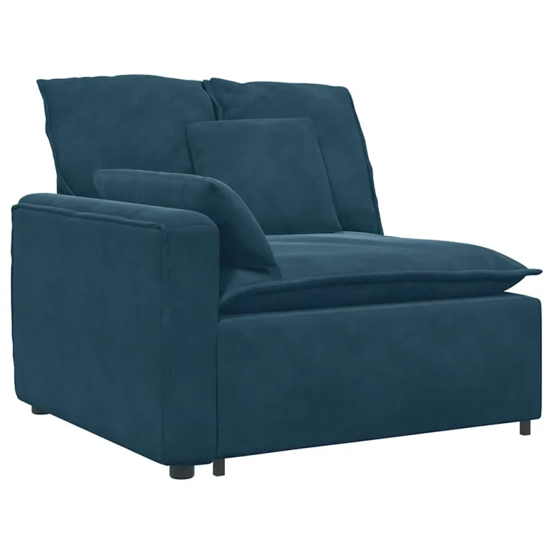 Modulinė sofa su pagalvėlėmis, aksominė, mėlyna