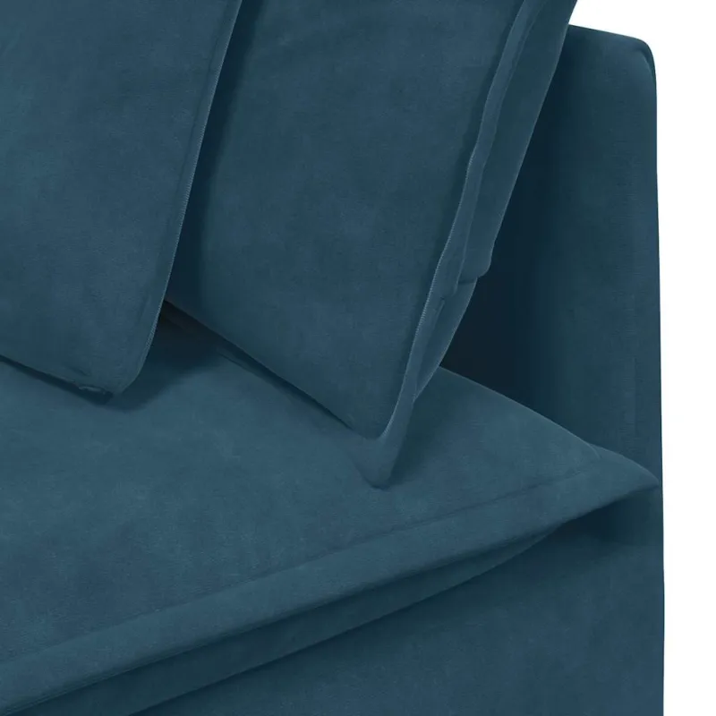 Modulinė sofa su pagalvėlėmis, aksominė, mėlyna