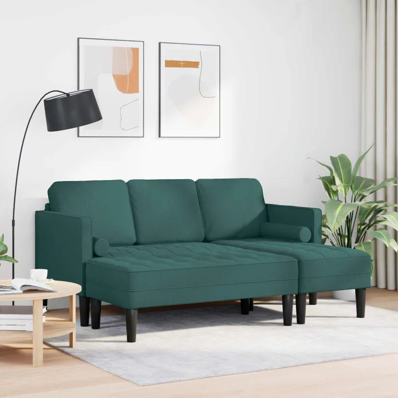 Sofos komplektas su pagalve 2 pcs Tamsiai žalia Poliesteris