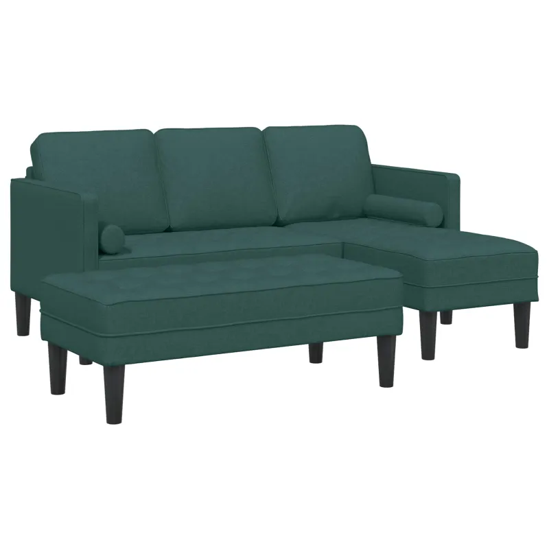Sofos komplektas su pagalve 2 pcs Tamsiai žalia Poliesteris
