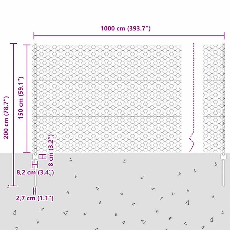 Suvirinto vielos tvoros 10 x 1,5 m (P x A) PVC dengtas plienas