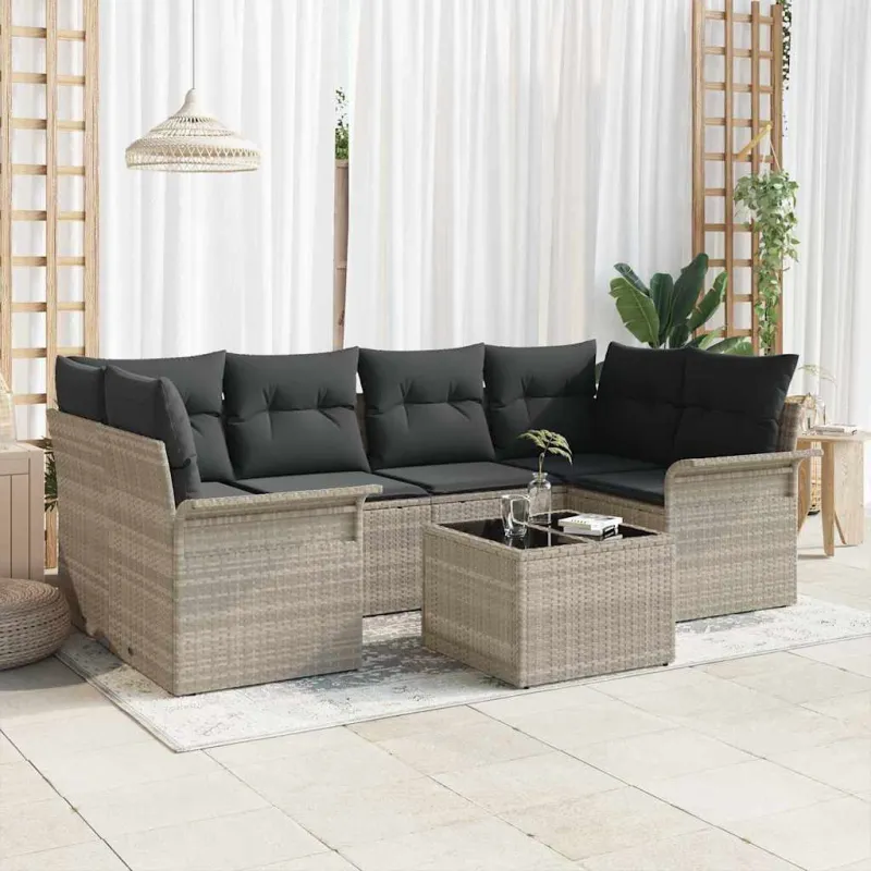 Sodo Sofų Rinkinys 7 pcs Šviesiai pilka ir tamsiai pilka