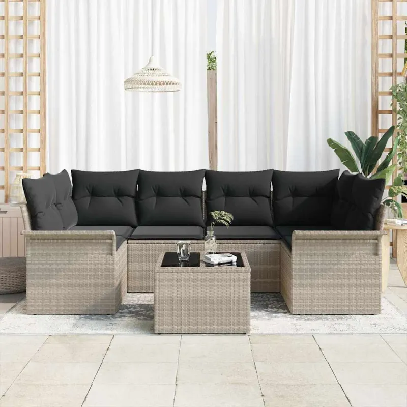 Sodo Sofų Rinkinys 7 pcs Šviesiai pilka ir tamsiai pilka