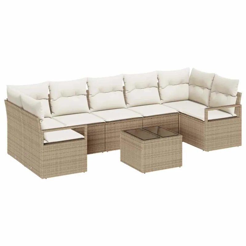 Sodo Sofų Rinkinys su pagalve 8 pcs Bežinė ir kreminė