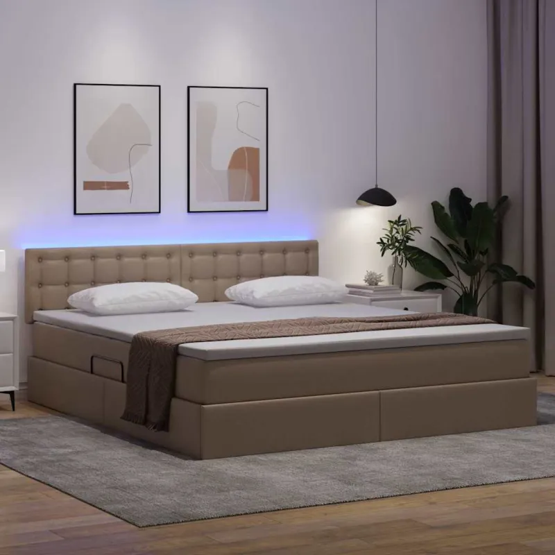 Lova su daiktų laikymo vieta ir LED Kapučino 160 x 200 cm