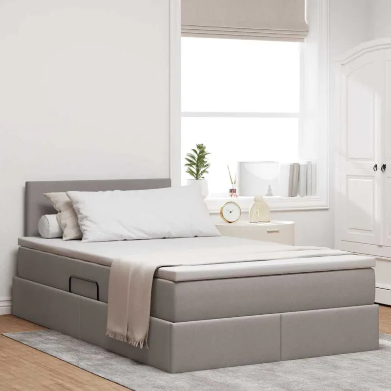 LED saugojimo lova su čiužiniu Taupe 120 x 200 cm Audinys