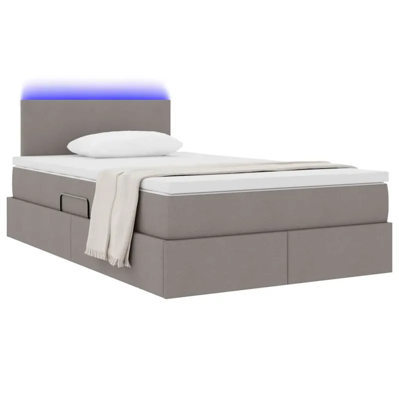 LED saugojimo lova su čiužiniu Taupe 120 x 200 cm Audinys