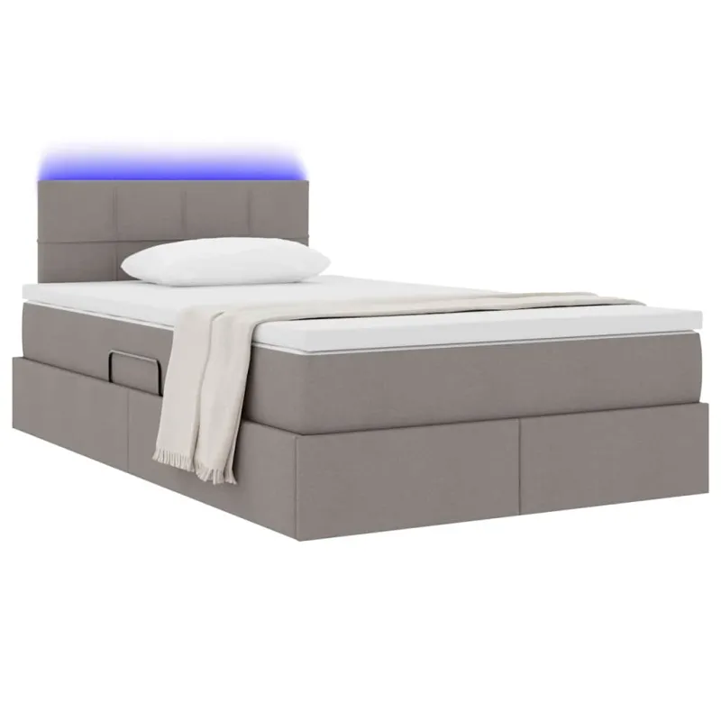 LED saugojimo lova su čiužiniu Taupe 120 x 200 cm Audinys