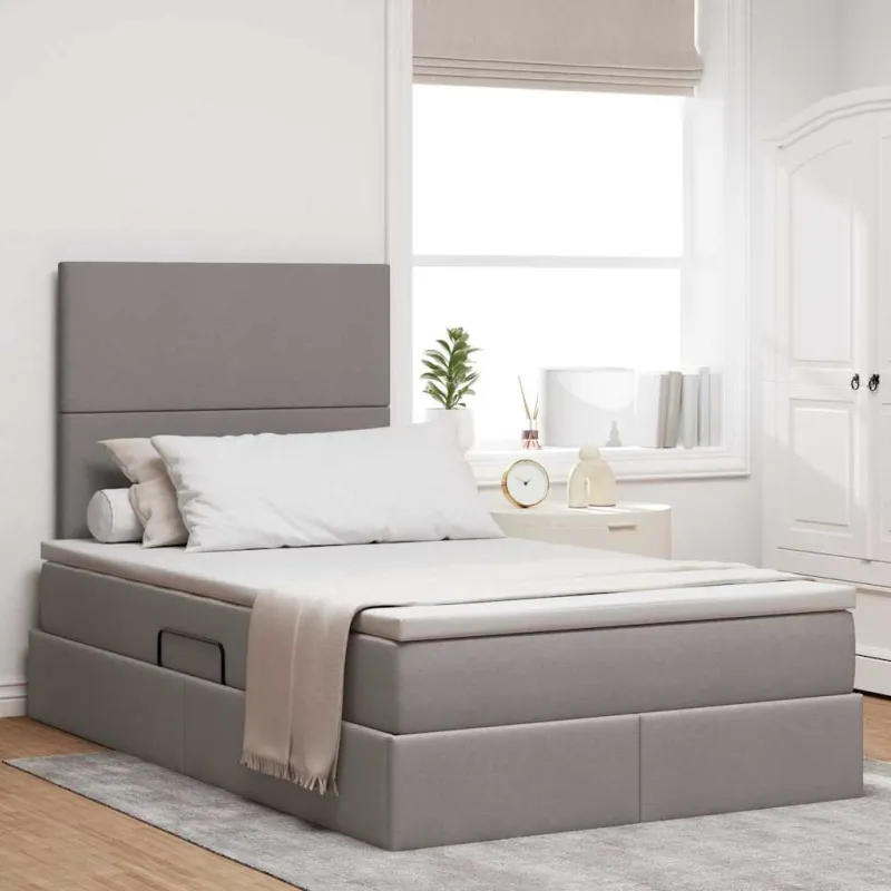 LED saugojimo lova su čiužiniu Taupe 120 x 200 cm Audinys