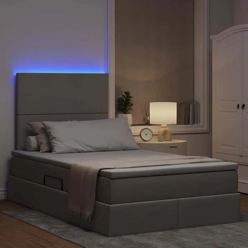 LED saugojimo lova su čiužiniu Taupe 120 x 200 cm Audinys