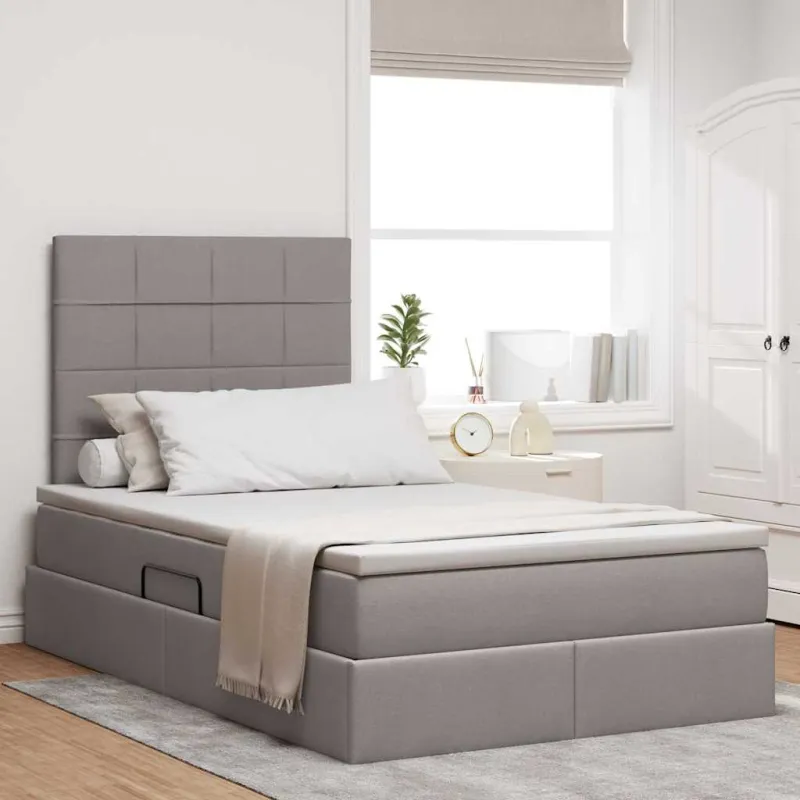 LED saugojimo lova su čiužiniu Taupe 120 x 200 cm Audinys