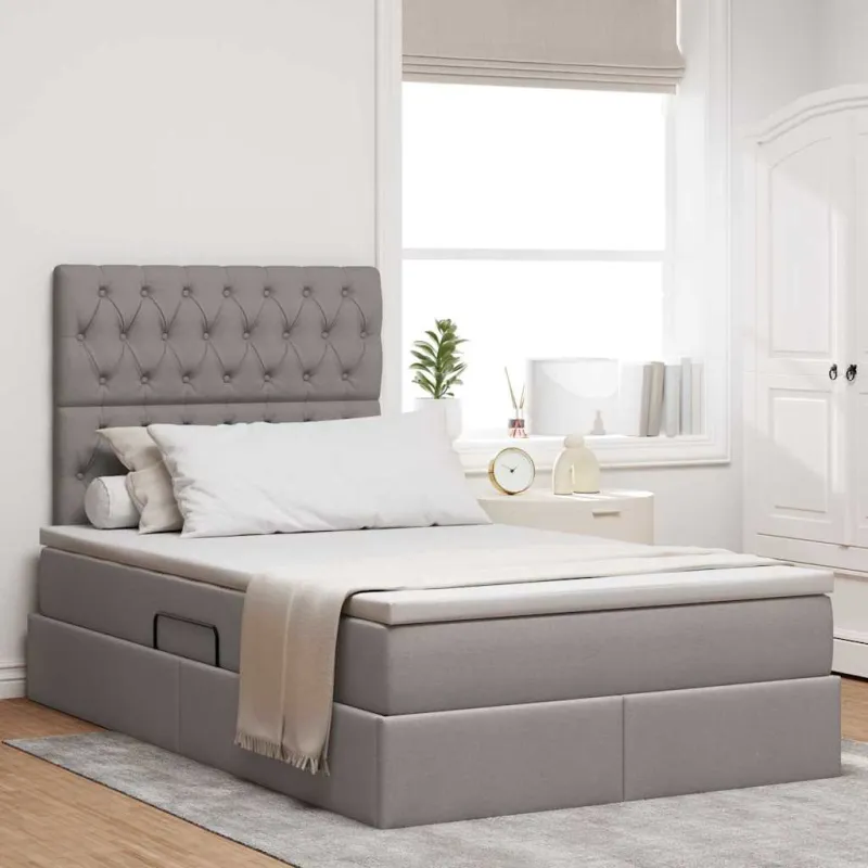 LED saugojimo lova su čiužiniu Taupe 120 x 200 cm Audinys